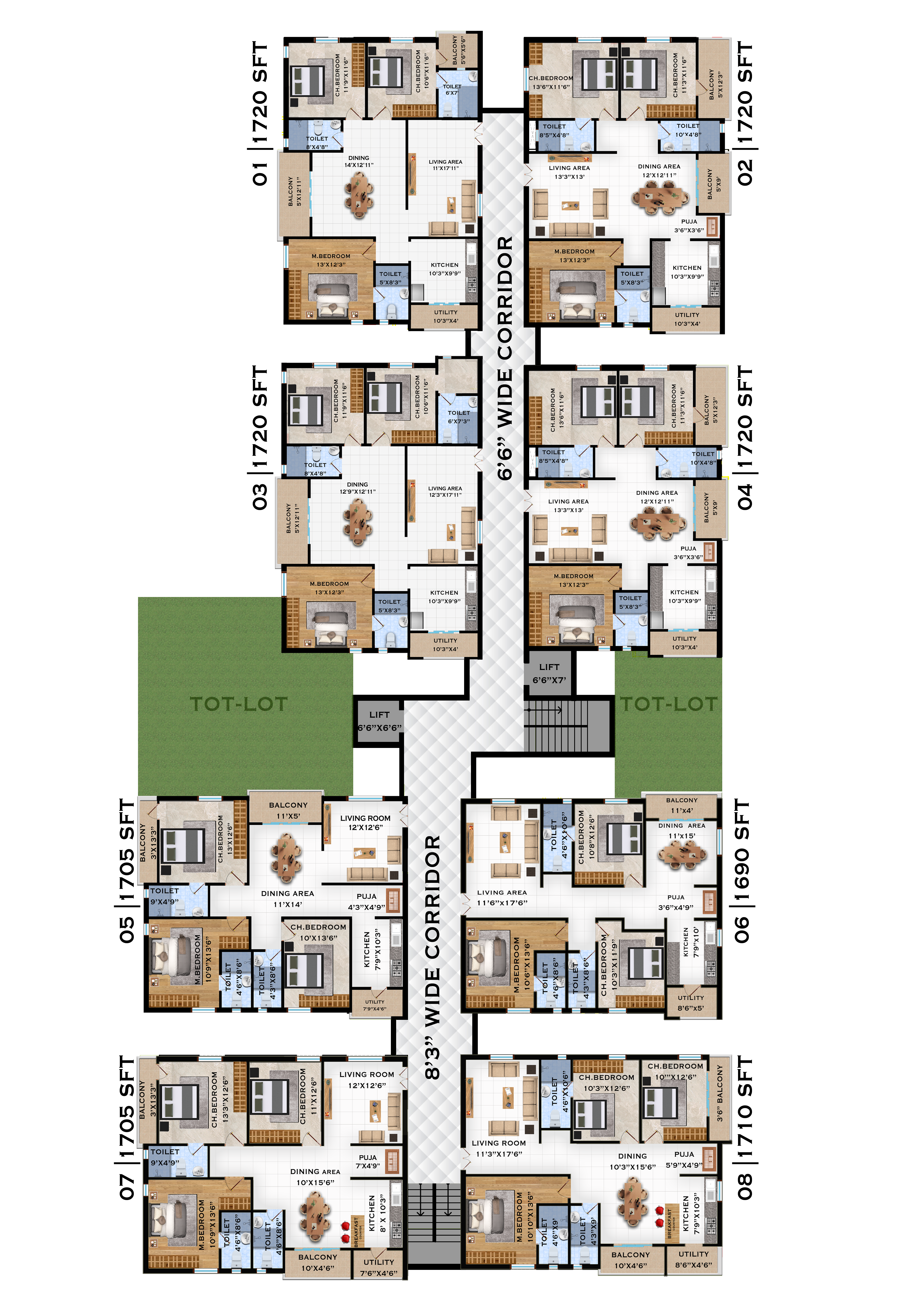 Block Luv Site Plan — 8 Units per Floor